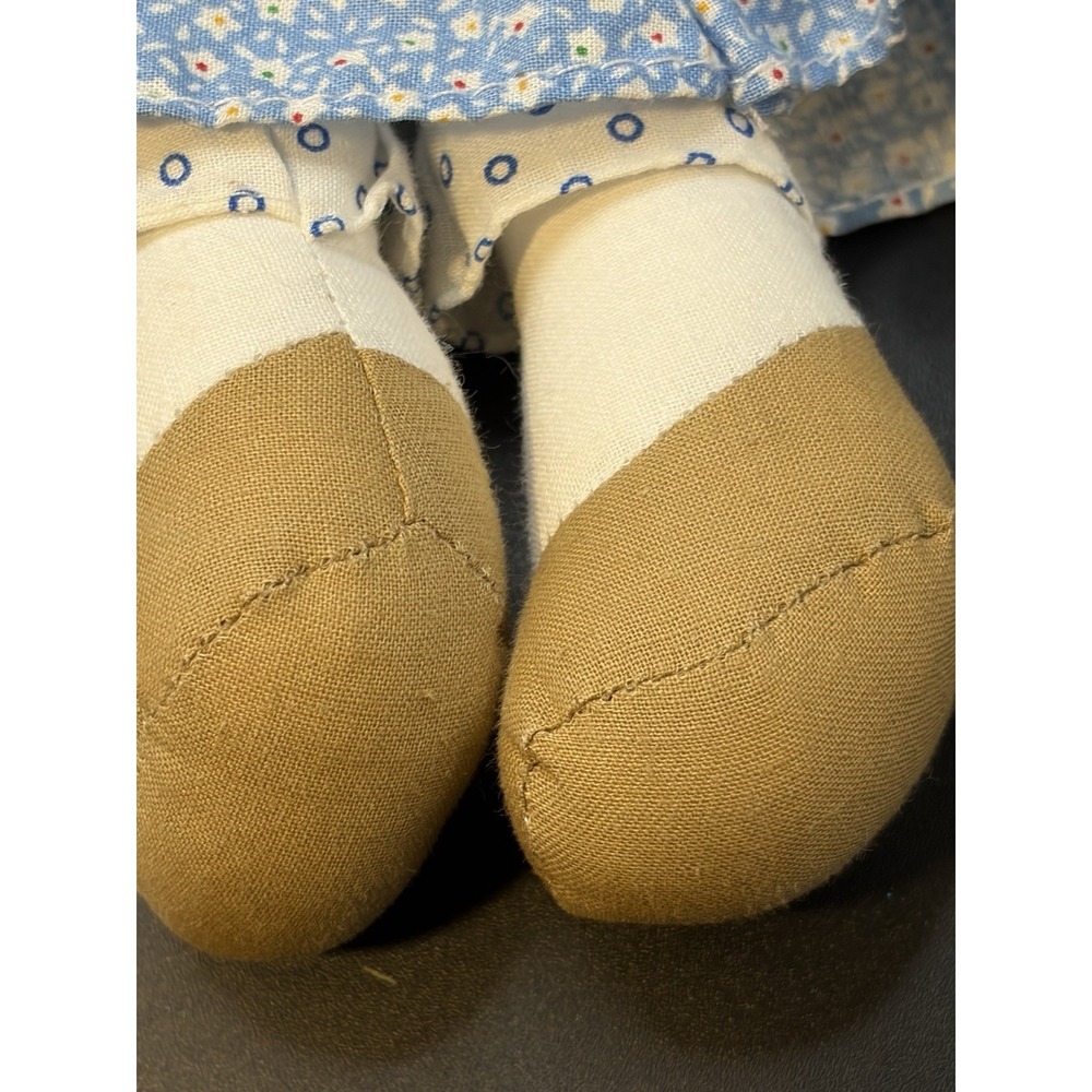 Vintage 1974 Holly Hobbie Rag Doll Knickerbocker Patchwork Dress Blue Bonnet 17" - Picture 13 of 15